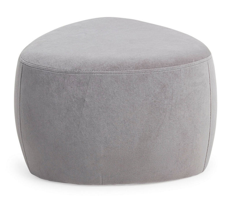 pouf triangolo imbottito rivestito in velluto grigio