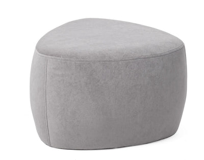 pouf triangolo imbottito rivestito in velluto grigio