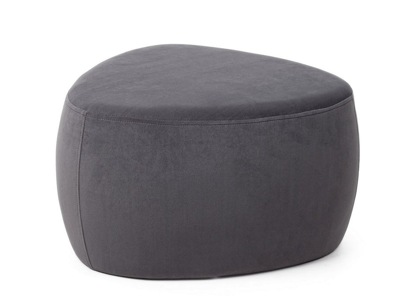 pouf triangolo imbottito rivestito in velluto grigio scuro