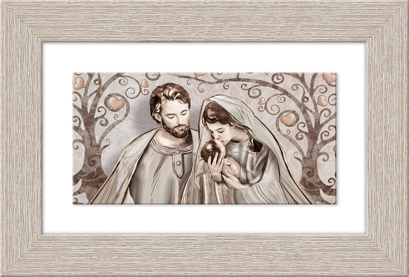 Quadro da parete Natività con decorazione a rilievo e cornice in legno massello cm 42x62