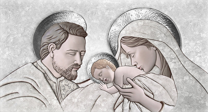 Quadro religioso materico moderno stampa su tela con foglia argento - varie misure