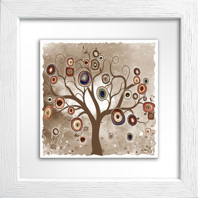 Set da 3 quadro in legno massello e ceramica albero della vita cm 25x25 - vari colori