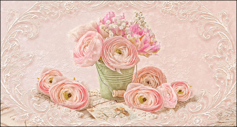 Quadro shabby da parete a pannello con fiori stampa su tela design moderno - varie misure