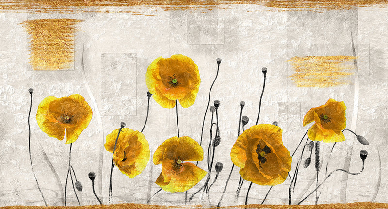 Quadro da parete design moderno fiori gialli stampa su tela - varie misure