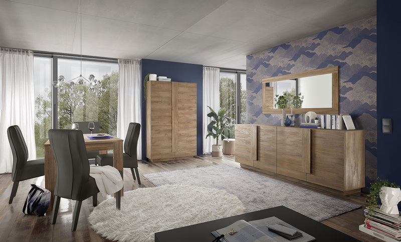 Lorita - Madia design 4 ante da soggiorno in legno rovere cm 241x44x90h