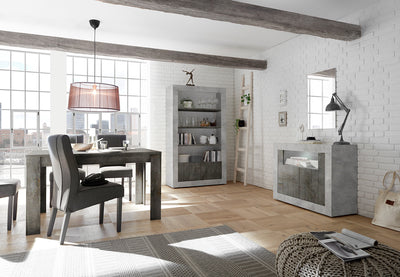 Eilen - Credenza mobile 2 ante in legno ossido e cemento cm 110x42x86h