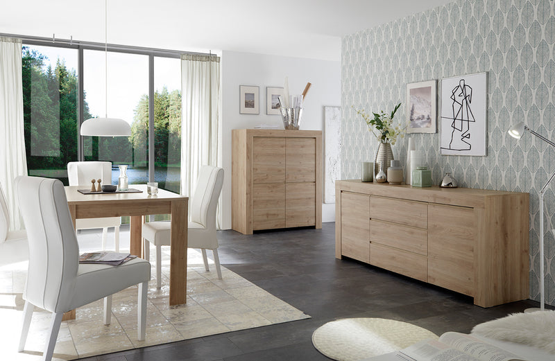 sala pranzo soggiorno completo con credenza madia e tavolo rovere
