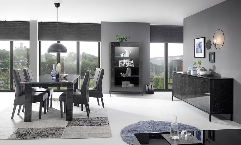 Lussoria - Vetrina design con 2 ante finitura marmo lucido laccato cm 106x50x178h