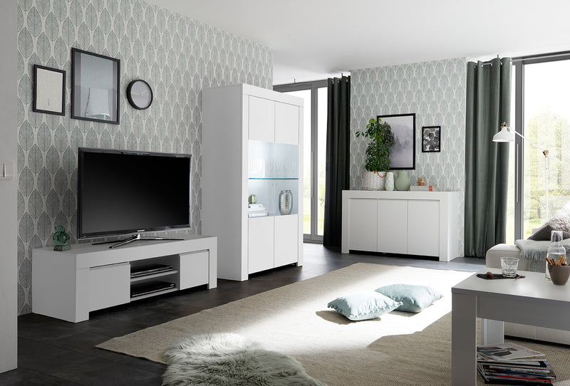 Ludmilla - Vetrina alta 2 ante moderna in legno cm 110x42x186h - vari colori