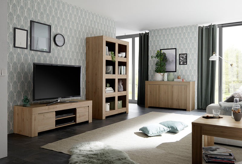 Giannico - Scaffale libreria moderna 8 vani a giorno in legno cm 110x42x186h - vari colori