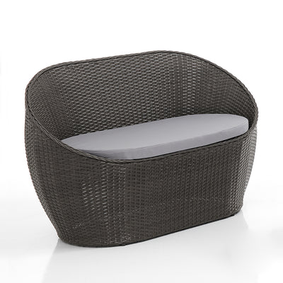 Salotto da esterno in polyrattan marrone con divano poltrone e tavolino