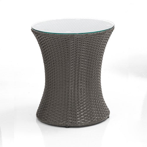 Salotto da esterno in polyrattan marrone con divano poltrone e tavolino