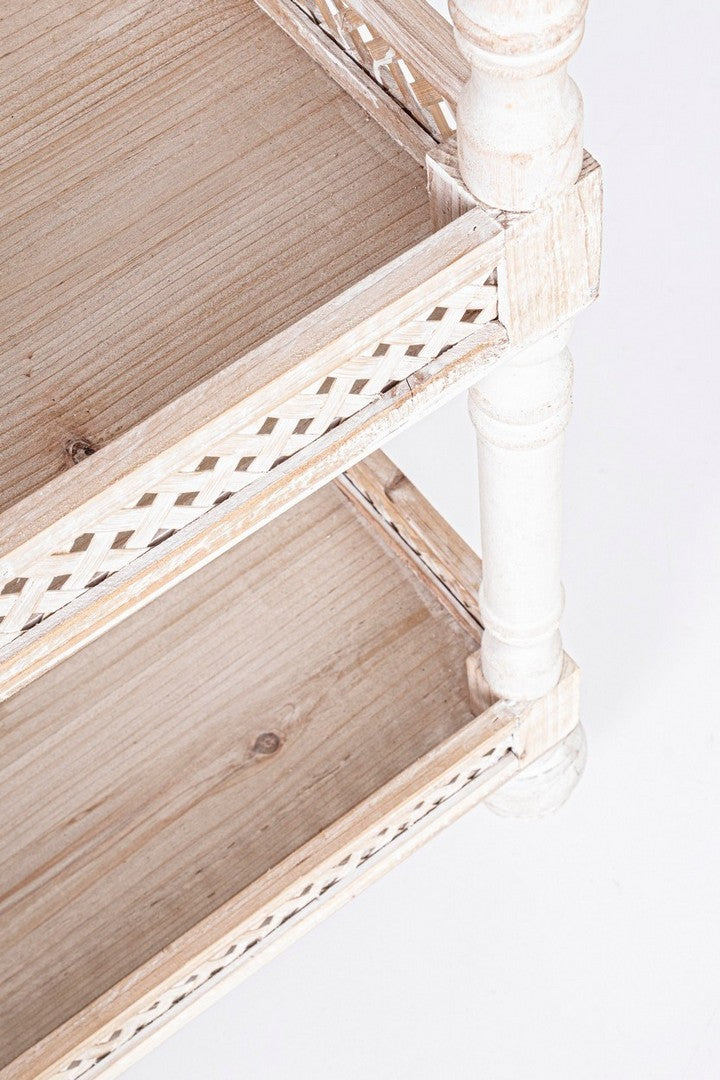 Scaffale in legno di abete bianco e bambù con ripiani decorati - varie misure