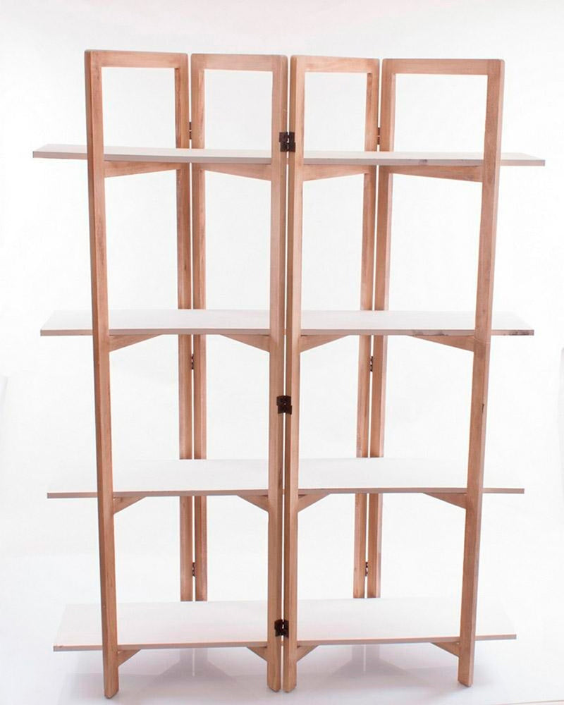 Scaffale libreria in legno colore naturale con 4 ripiani colore bianco cm 120X40x160h