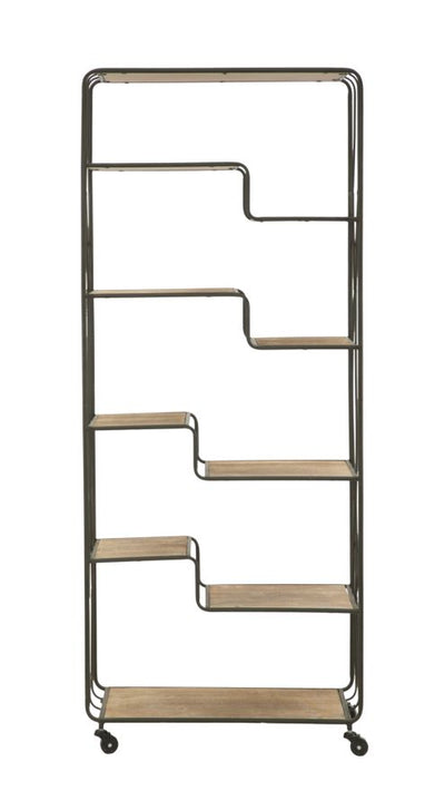 Libreria scaffale stile industriale con 9 ripiani in ferro e legno cm 75x40x182h