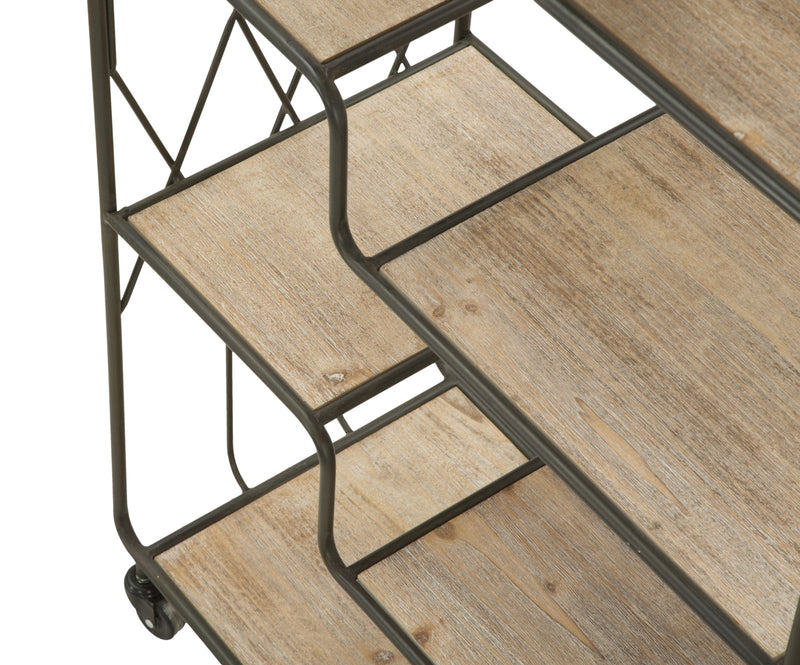 Libreria scaffale stile industriale con 9 ripiani in ferro e legno cm 75x40x182h