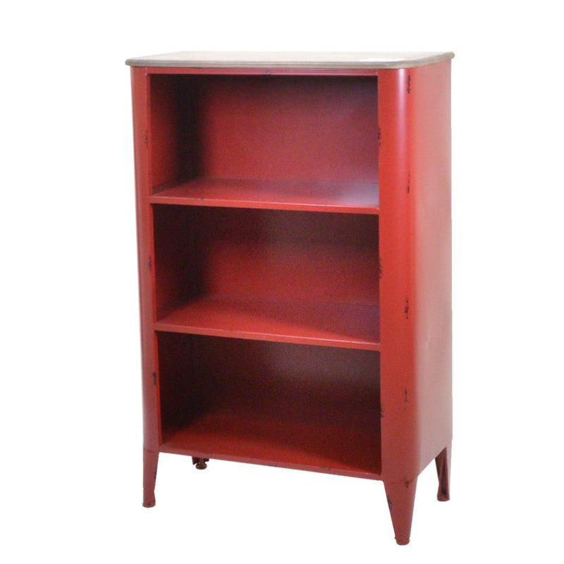 Scaffale industrial 3 piani in metallo colore rosso cm 74x34x112h