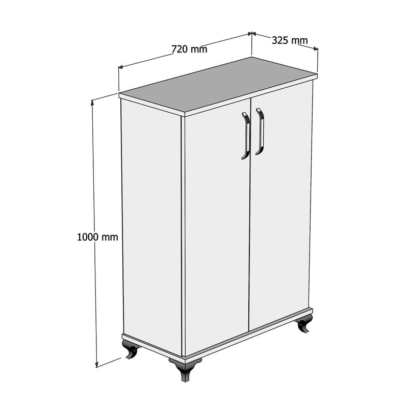 Mobile scarpiera moderna in legno a 2 ante e 5 ripiani bianco cm 72x33x100h