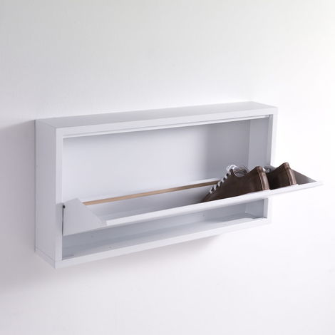 Scarpiera da parete sospesa in metallo bianco 1 anta cm 75x12x37h