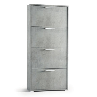 Scarpiera 4 ante con divisori interni design moderno colore cemento cm 67x28x147h