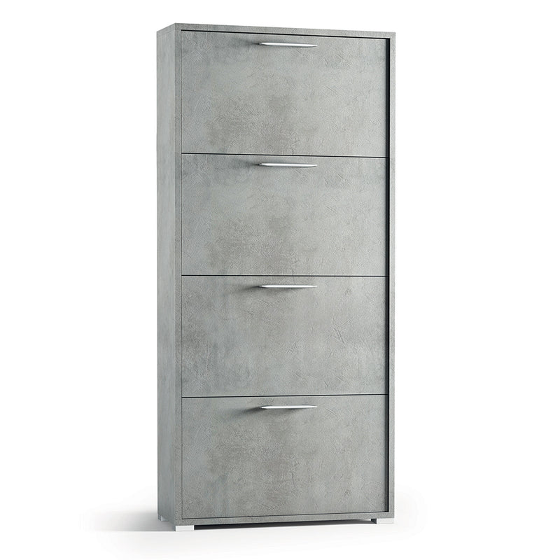 Scarpiera 4 ante con divisori interni design moderno colore cemento cm 67x28x147h
