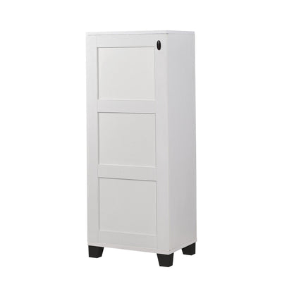 Scarpiera in legno moderna con anta e 8 ripiani color bianco opaco cm 50x38x127h