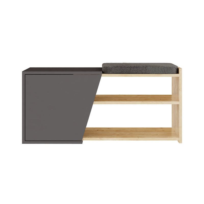 Scarpiera a 4 ripiani con anta design in legno con cuscino incluso cm 104x47x37h