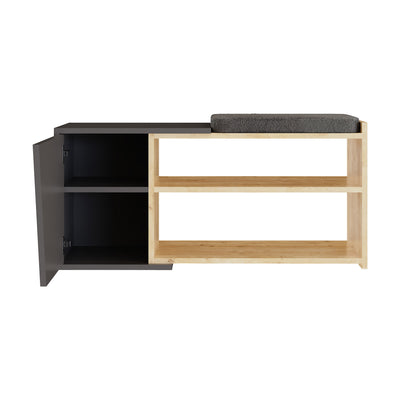 Scarpiera a 4 ripiani con anta design in legno con cuscino incluso cm 104x47x37h