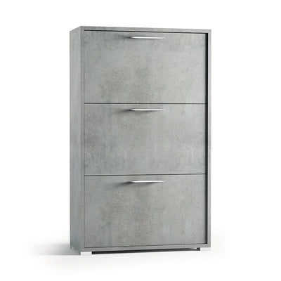 Scarpiera moderna 3 ante in legno finitura cemento cm 67x28x112h