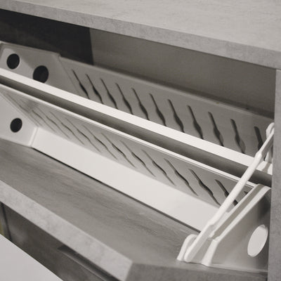 Scarpiera moderna 3 ante in legno finitura cemento cm 67x28x112h