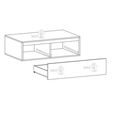 Hondul - Parete design con libreria pensili e base tv in legno - vari colori