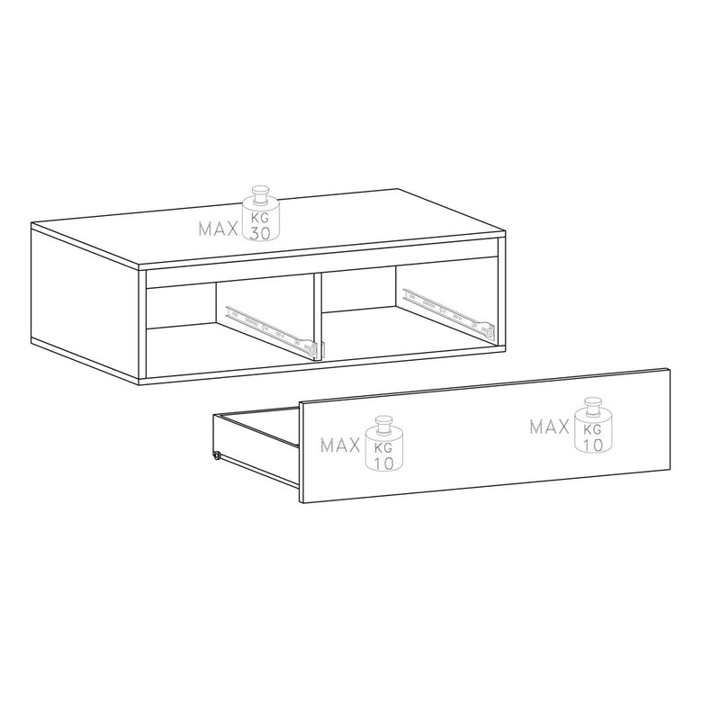 Hondul - Parete design con libreria pensili e base tv in legno - vari colori