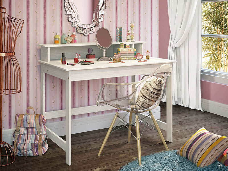 Gheral - Scrittoio moderno scrivania in legno bianco con vani cm 110x68x76h