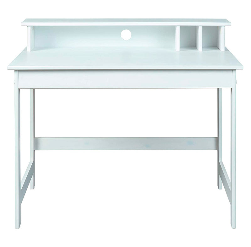 Gheral - Scrittoio moderno scrivania in legno bianco con vani cm 110x68x76h