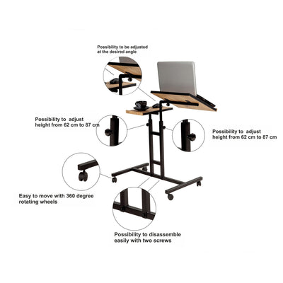 Scrivania altezza regolabile per computer pc in legno e metallo cm 67x46x87h - vari colori
