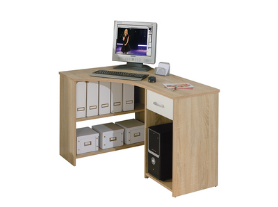 Amira - Scrivania angolare moderna da ufficio con cassetto cm 118x79x75h