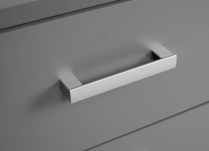 Calix - Scrivania da ufficio moderna in legno grigio con cassetto e anta cm 115x55x76h