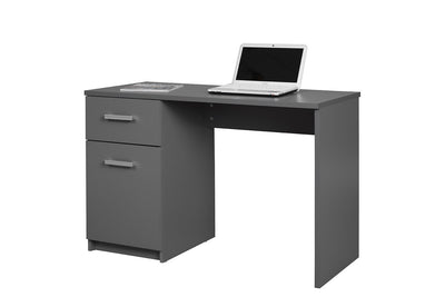 Calix - Scrivania da ufficio moderna in legno grigio con cassetto e anta cm 115x55x76h