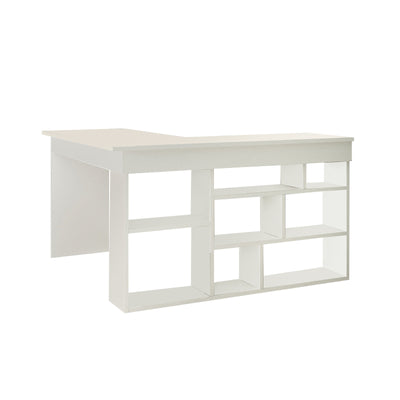 Scrivania da ufficio angolare con scaffale stile moderno cm 129x120x72h - vari colori