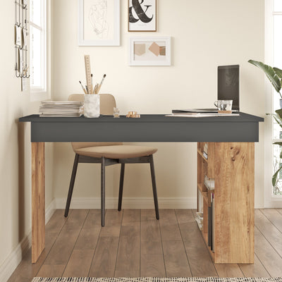 Scrivania da ufficio angolare con scaffale stile moderno cm 129x120x72h - vari colori