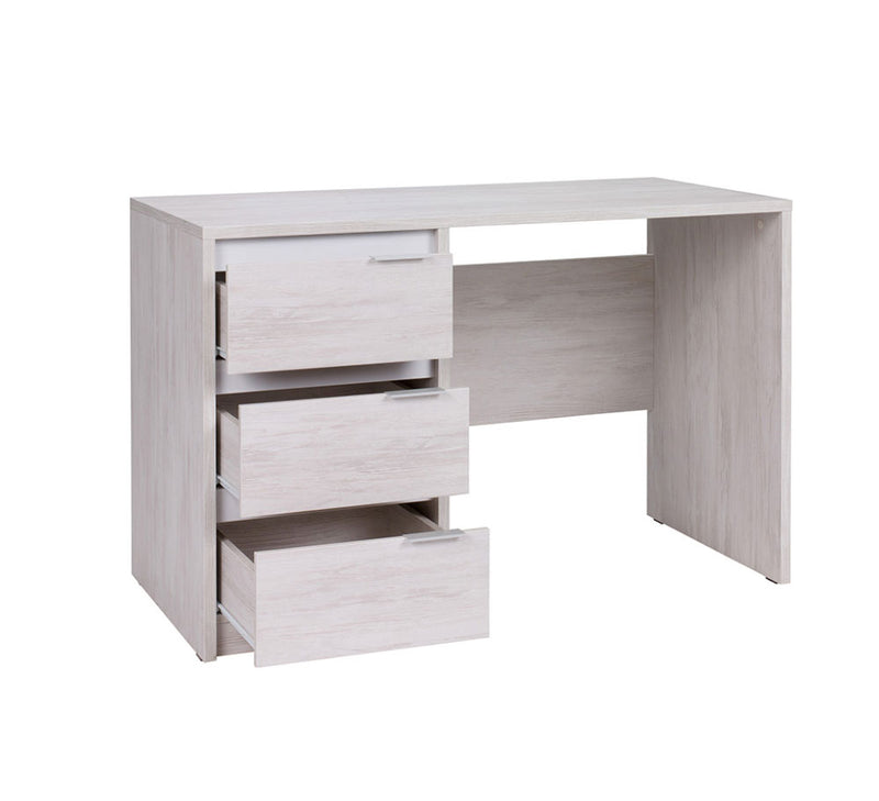 scrivania moderna 3 cassetti in legno oak bianco poro aperto e bianco lucido