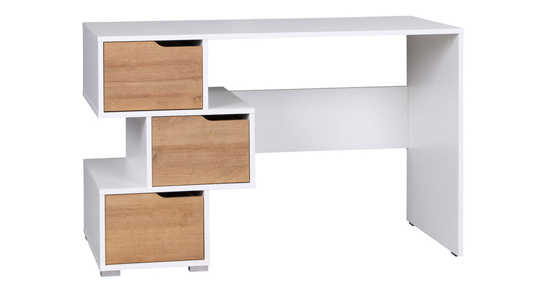 scrivania moderna in legno con 3 cassetti