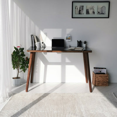 Scrivania in legno massello e faggio vetro fumé design casa e ufficio cm 110x60x73h