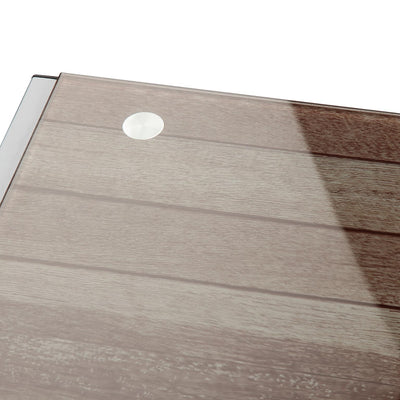 Scrivania moderna porta pc in metallo bianco piano in legno e vetro cm 76x51x76h