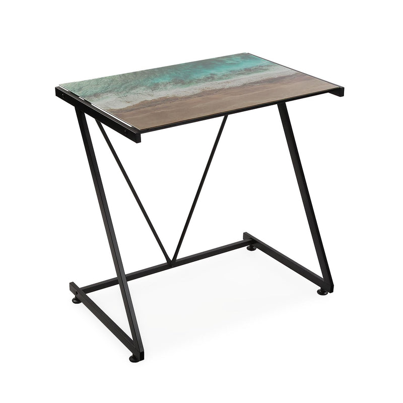 Scrivania moderna porta pc in metallo piano con stampa cm 76x51x76h