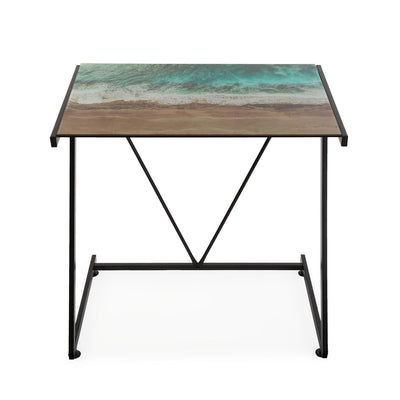 Scrivania moderna porta pc in metallo piano con stampa cm 76x51x76h