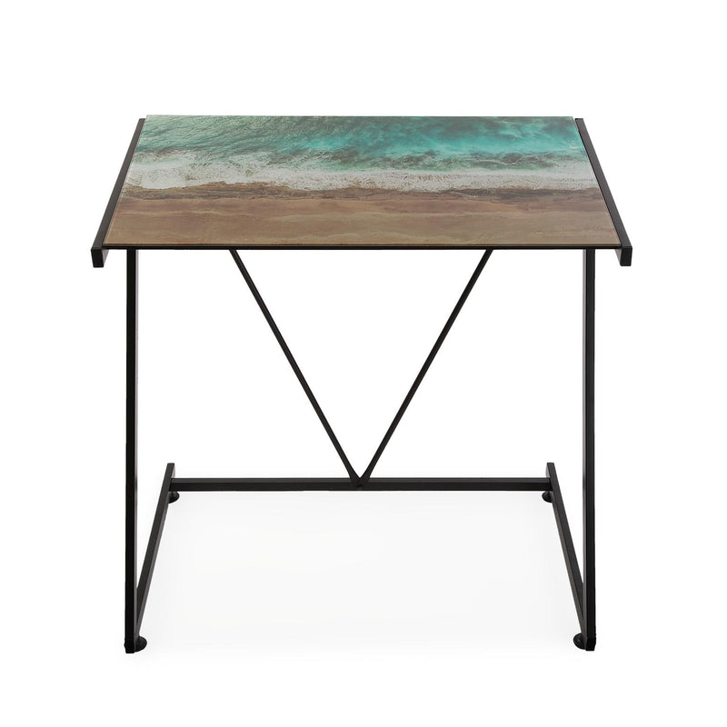 Scrivania moderna porta pc in metallo piano con stampa cm 76x51x76h