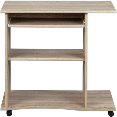 Gratal - Porta pc scrivania con piano estraibile in legno colore rovere cm 80x50x75h