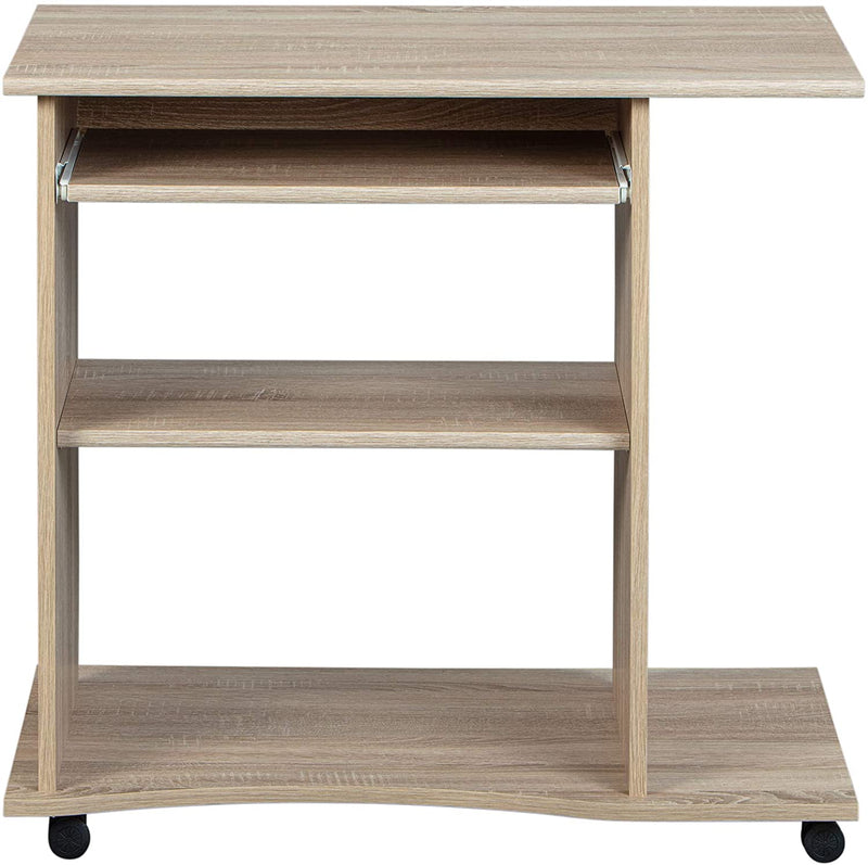 Gratal - Porta pc scrivania con piano estraibile in legno colore rovere cm 80x50x75h