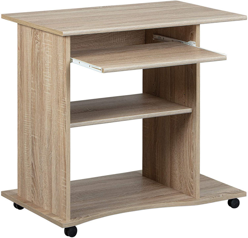 Gratal - Porta pc scrivania con piano estraibile in legno colore rovere cm 80x50x75h